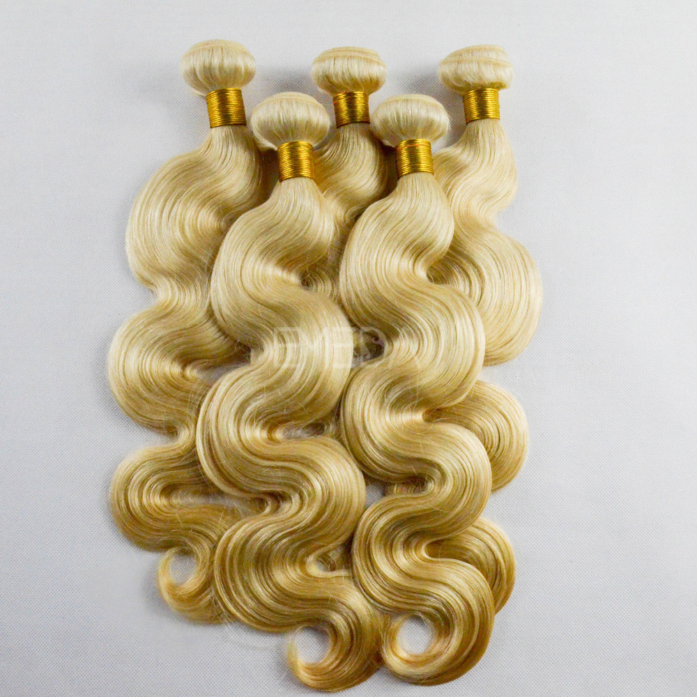 Top grade blonde remy human hair body wave hair extensions WJ021